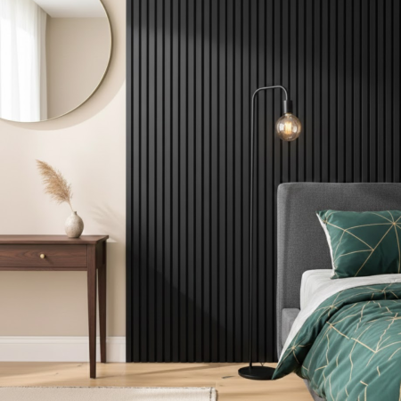 Black | Acoustic Slat Wood Panel Wall | 7.87ft 1 Pack � 100% Real Oak Finish